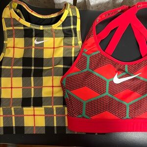 Nike Black and Yellow Plaid & Red Kenya Olympic team Sports Bras lot of 2
